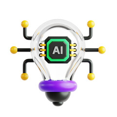 light bulb with AI artificial intelligence processor chip for future smart technology innovation 3d icon illustration render design