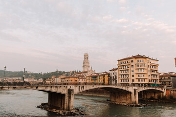 Obraz premium Ponte Garibaldi, Verona, Italy