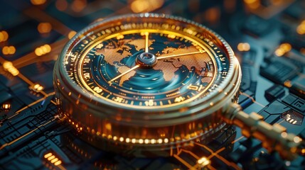 Fototapeta premium Digital Compass for Strategic Business Exploration