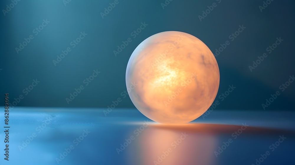 Poster illuminating translucent spherical object in minimal studio setting