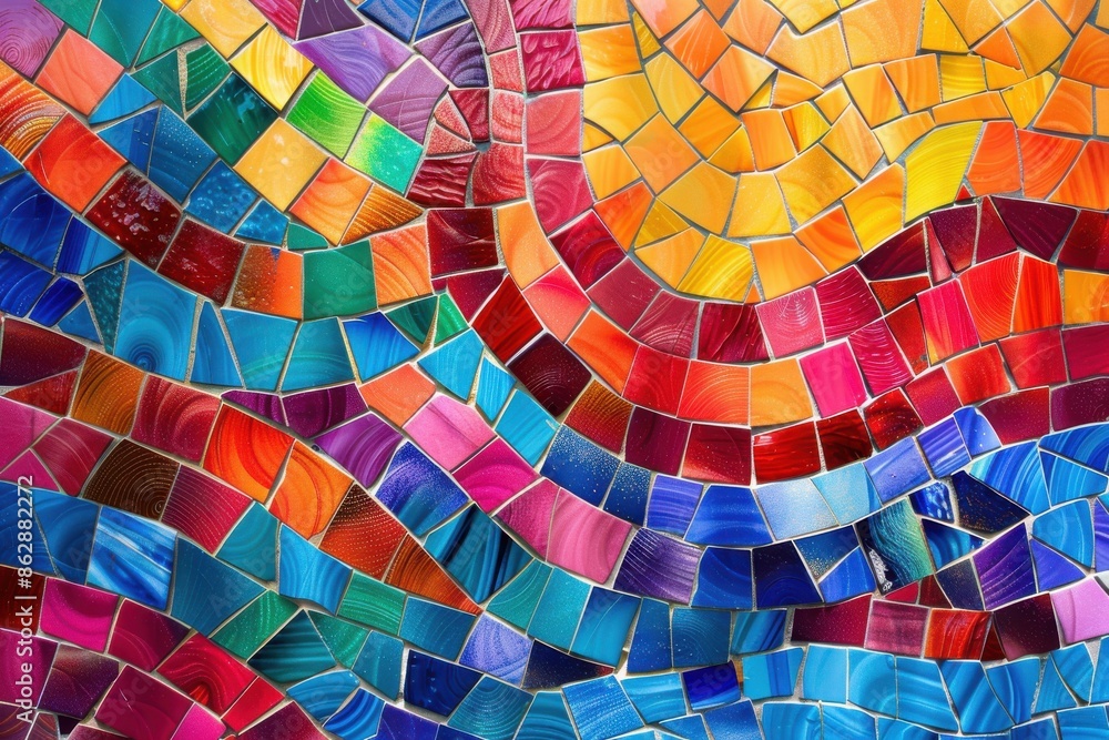 Poster artistic mosaic pattern with abstract design for textiles and wallpapers - background for various de