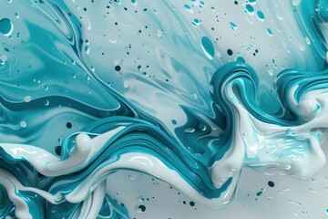 Colorful liquid paint splash phone background with teal and blue swirls - 3d render of ink art for vertical iphone, apple, samsung wallpaper