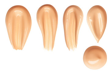 Set of foundation smears on empty background