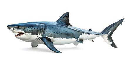 Naklejka premium Huge white shark isolated on white background