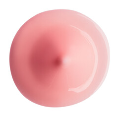 A smear of pink cream in the form of a circle on a blank background