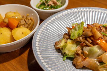 野菜炒めと日本のおかず