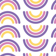 seamless pattern with rainbows in groove style