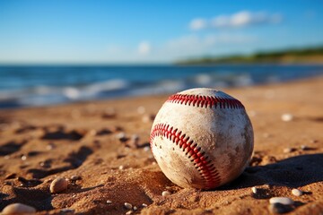 baseball ball in the sand