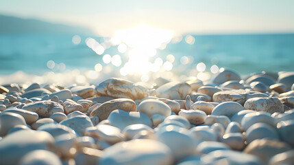 Fototapeta premium Beautiful beach scene with pebbles on the shore