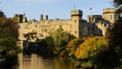Obraz premium A view of Warwick Castle in the sunshine
