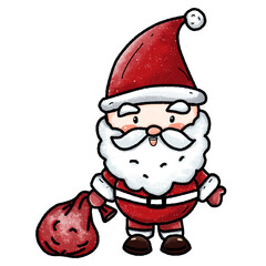 Santa claus character icon. hand drawn on transparent background.