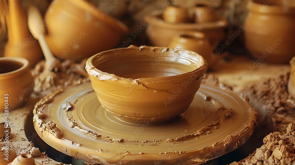 Poster natural light elegance: utilize soft natural light to enhance the textures of the clay and create a 