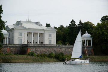 Uzutrakis Manor, Tyszkiewicz family palace on Galve lake shore - Trakai, Lithuania
