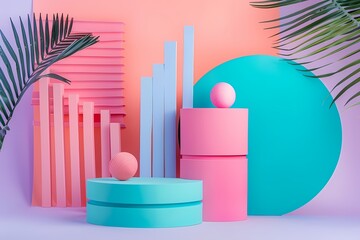 An abstract composition featuring a variety of geometric shapes