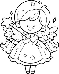 fairy tale prince princess dragon fairy
line drawing, wear white
hand drawn line illustration coloring book