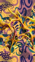 Obraz premium Seamless patterns, abstract organic lines color backgrounds set. Biological patterns with dots, irregular squiggle lines and abstract shape texture