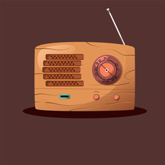 retro radio . Brown radio with brown background