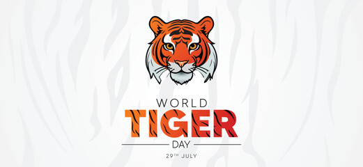 world tiger day 29th July tiger face on skin texture vector poster