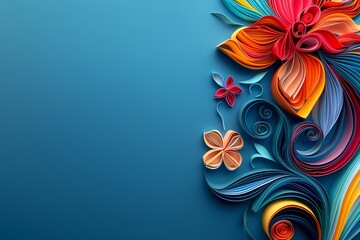 Obraz premium Abstract Background with Colorful Quilling Paper Strips - Dark Blue, High Resolution