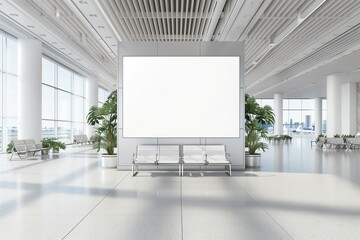 blank white mock up in the airport by generative ai