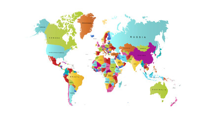 World map. Modern color vector map. Silhouette map	