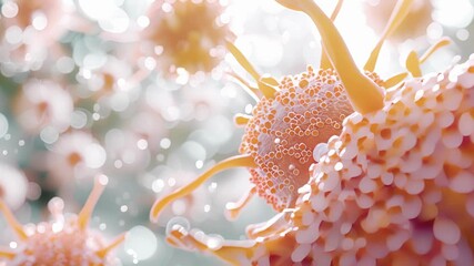 Detailed view of the molecular interactions between an activated B cell and T helper cell essential for a strong and coordinated immune response.