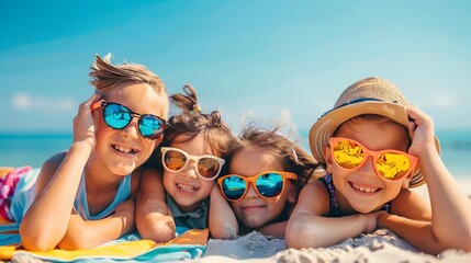 Carefree Summer Beach Vacation with Friends Enjoying the Sun and Water