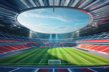 Impressive interior of modern stadium expansive seating and architectural grandeur