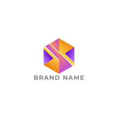 ILLUSTRATION HEXAGON SIMPLE  GRADIENT PURPLE ORANGE PINK COLOR TECH LOGO ICON MODERN SIMPLE TEMPLATE ELEMENT DESIGN VECTOR