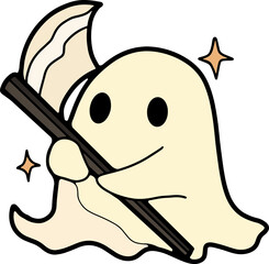 Cute Ghost Halloween slogan retro design t-shirt design.