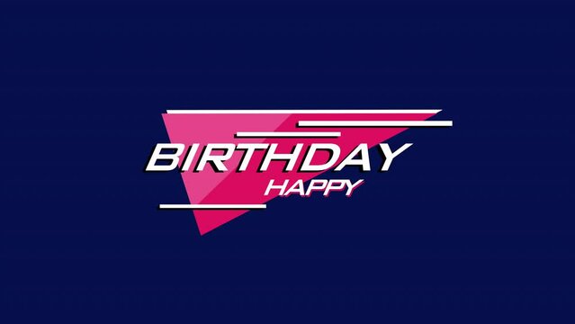 A modern and minimalistic logo for a birthday celebration, featuring a pink and purple triangular shape with the word "birthday" in the center. Futuristic and stylish design