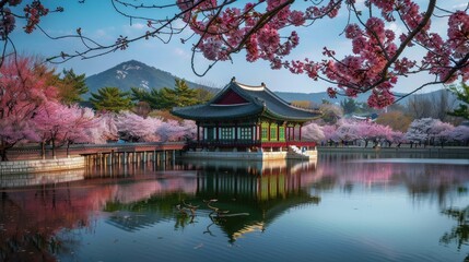 Fototapeta premium Chusok in South Korea, the nature of South Korea. architecture of South Korea