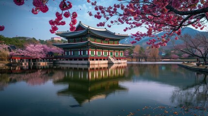Naklejka premium Chusok in South Korea, the nature of South Korea. architecture of South Korea