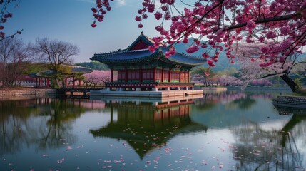 Naklejka premium Chusok in South Korea, the nature of South Korea. architecture of South Korea