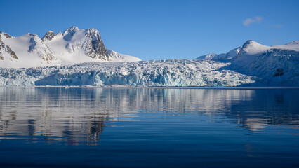 Glacier Ice and Icebergs Floating in the Arctic in Svalbard