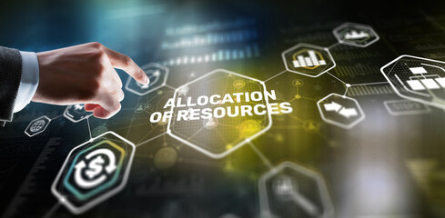 Allocation of resources concept on Virtual 3D Screen. Strategic planning