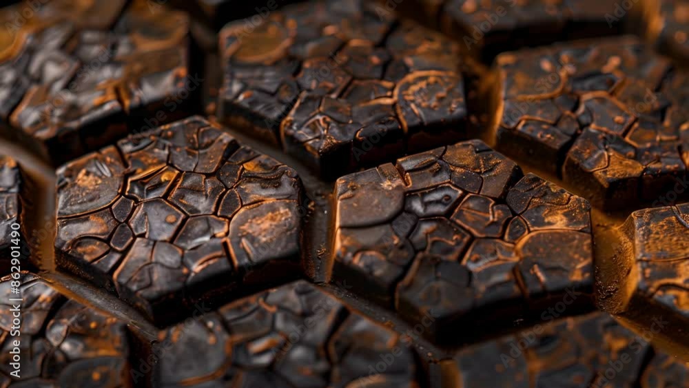 Poster a closeup of a wornout tire reveals a mosaic of small circular patterns reminiscent of a honeycomb.