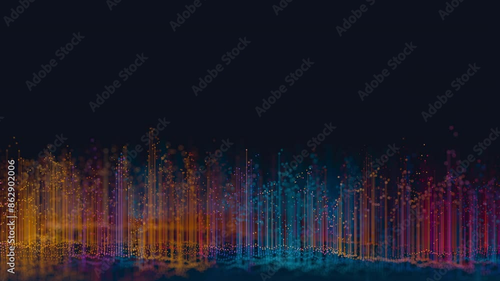 Fototapete Abstract 3D big data plot visualization. Futuristic infographics aesthetic design animation. Visual information complexity. Intricate data threads plot.
