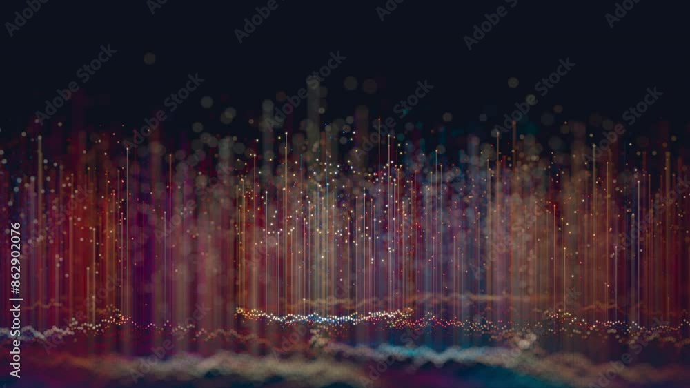 Poster Abstract 3D big data plot visualization. Futuristic infographics aesthetic design animation. Visual information complexity. Intricate data threads plot.