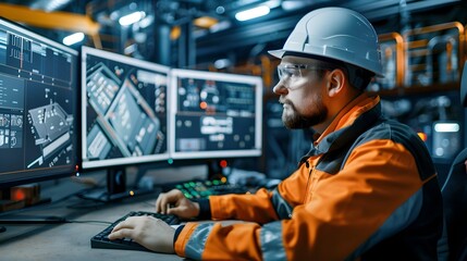 Industrial Worker Monitoring Control Panel in Factory