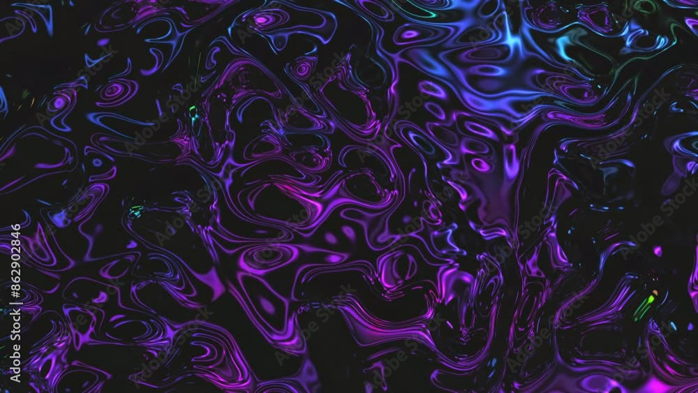 Poster abstract holographic oil noise surface background. foil wavy surface with wave and ripples. ultravio