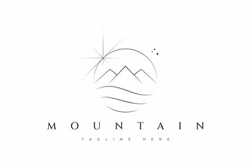 Mountain River Logo Abstract Esoteric Concept Landscaped Nature Adventure Geometric Line