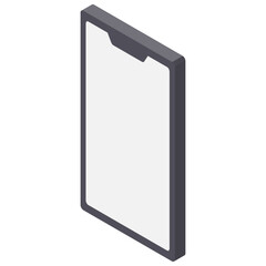 スマートフォンのイラスト。アイソメトリックなアイコン。主線なし。