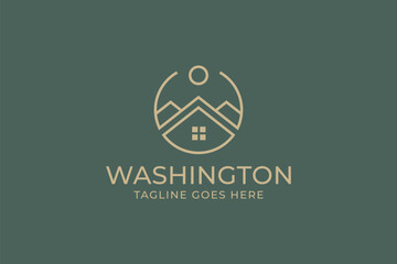 Elegant Mountain Peak Home Real Estate Business Property Logo Template