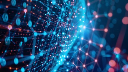 Abstract Network with Blue and Red Lights