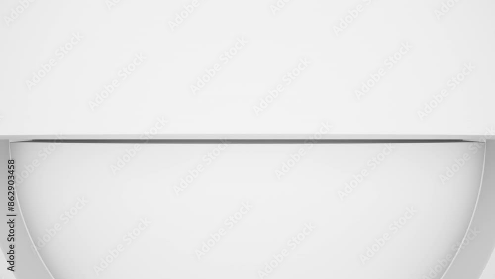 Poster rotating white semispheres. modern geometric hemisphere loop animation. 3d render