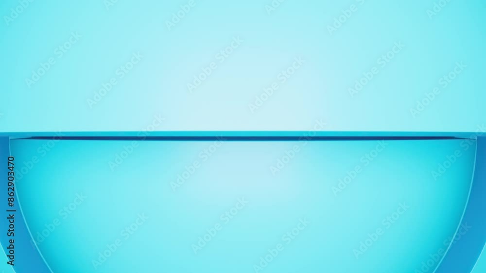 Poster rotating blue semispheres. modern geometric hemisphere loop animation. 3d render