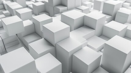 3d render art of surreal black and white monochrome background with small and big cubes bars or boxes in white plastic material on white surface ai generated