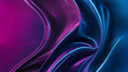 Obraz premium purple and blue shiny background latex glossy neon silk abstract waves lines
