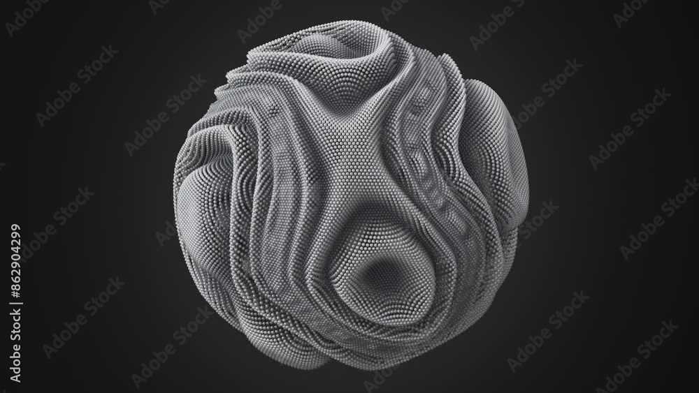 Aufkleber distortion waves on abstract sphere made of shiny white balls. digital data splash of spherical poin